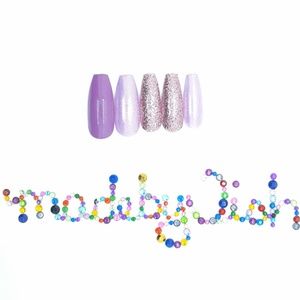 Pink Iridescent Glitter Coffin Gel Press On Nails